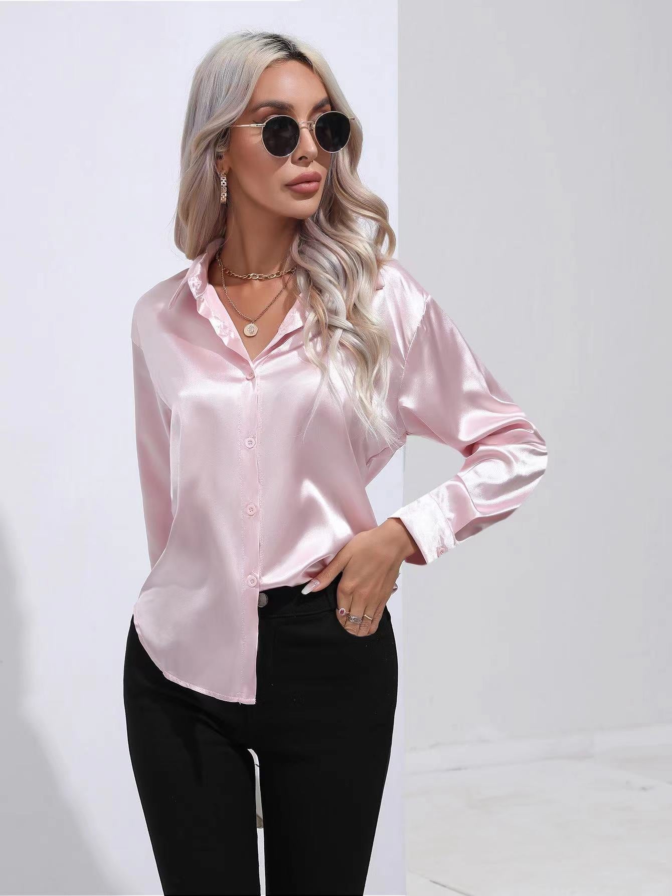 Livia | Women's elegant silk - long sleeve blouse