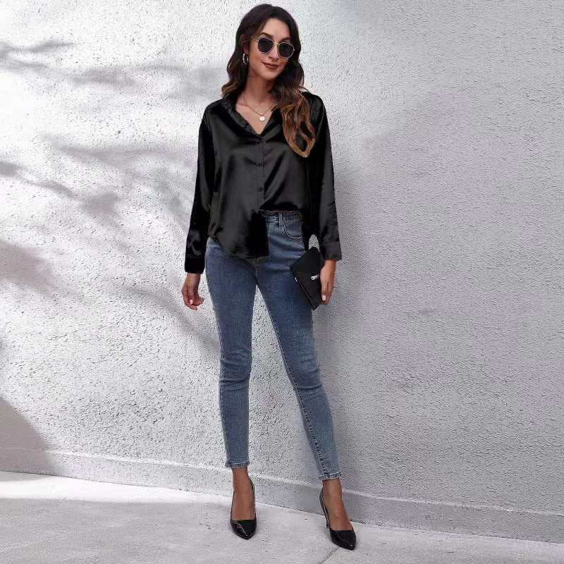 Livia | Women's elegant silk - long sleeve blouse