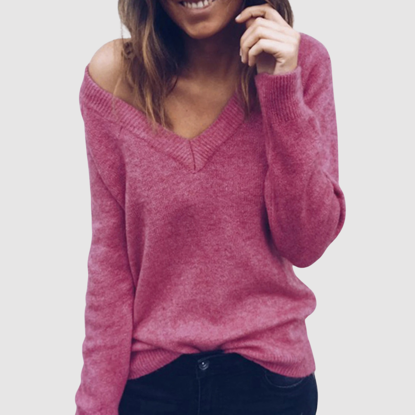 Irene - Knitted sweater with V-neck and loose neckline