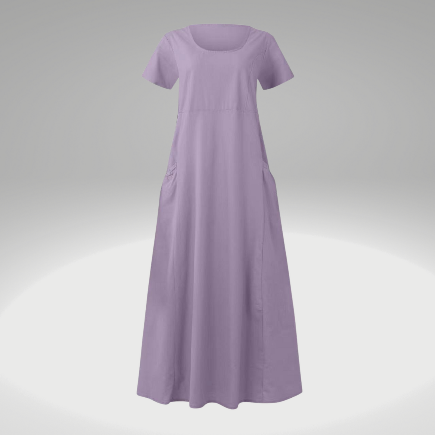 Levy - Plain dress with loose pockets, made of cotton and linen