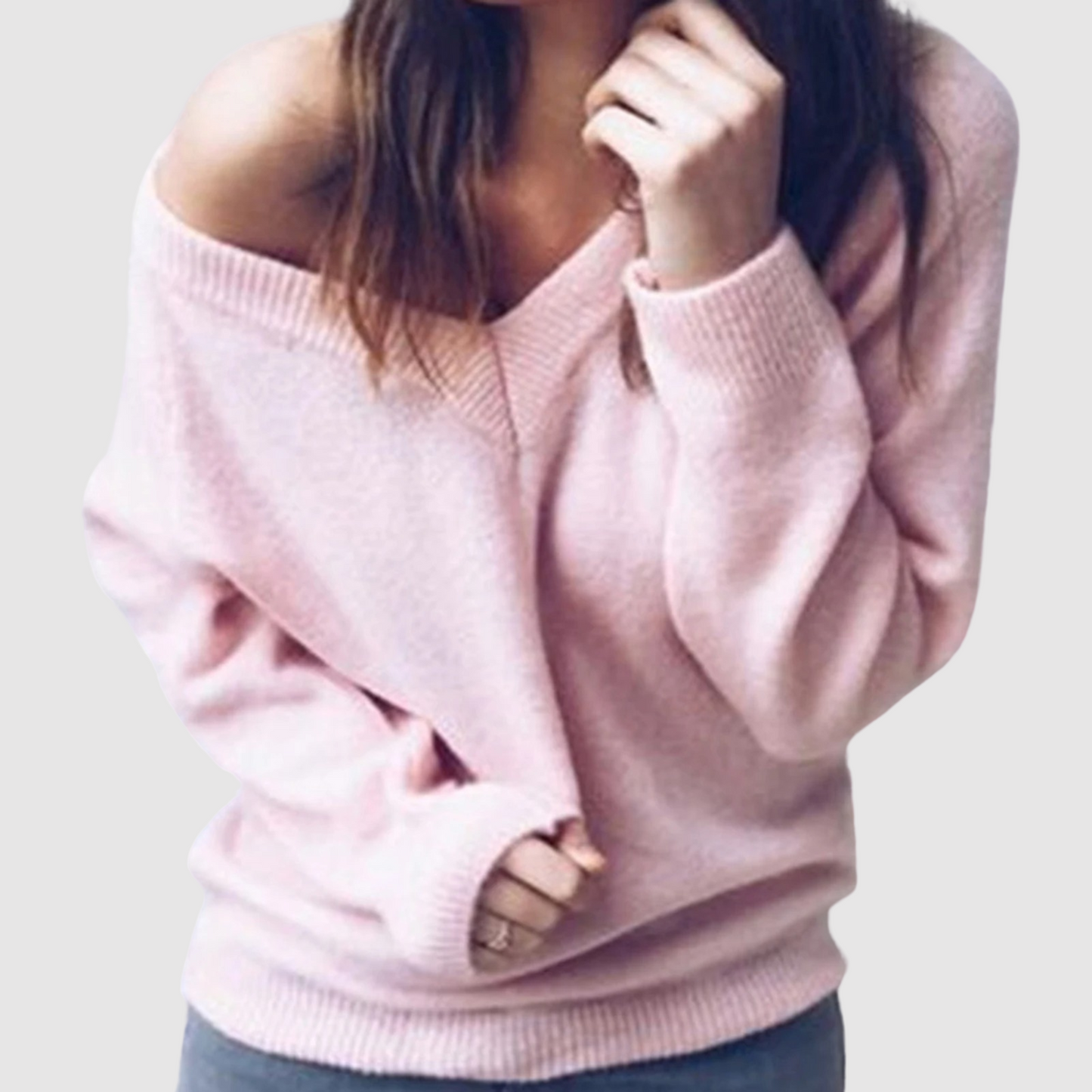Irene - Knitted sweater with V-neck and loose neckline