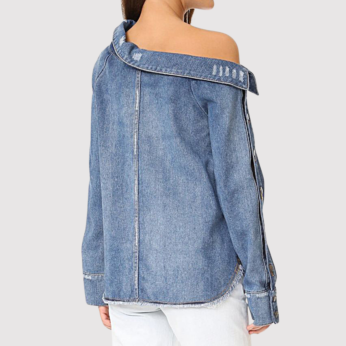 Vera - Asymmetrical denim blouse for women