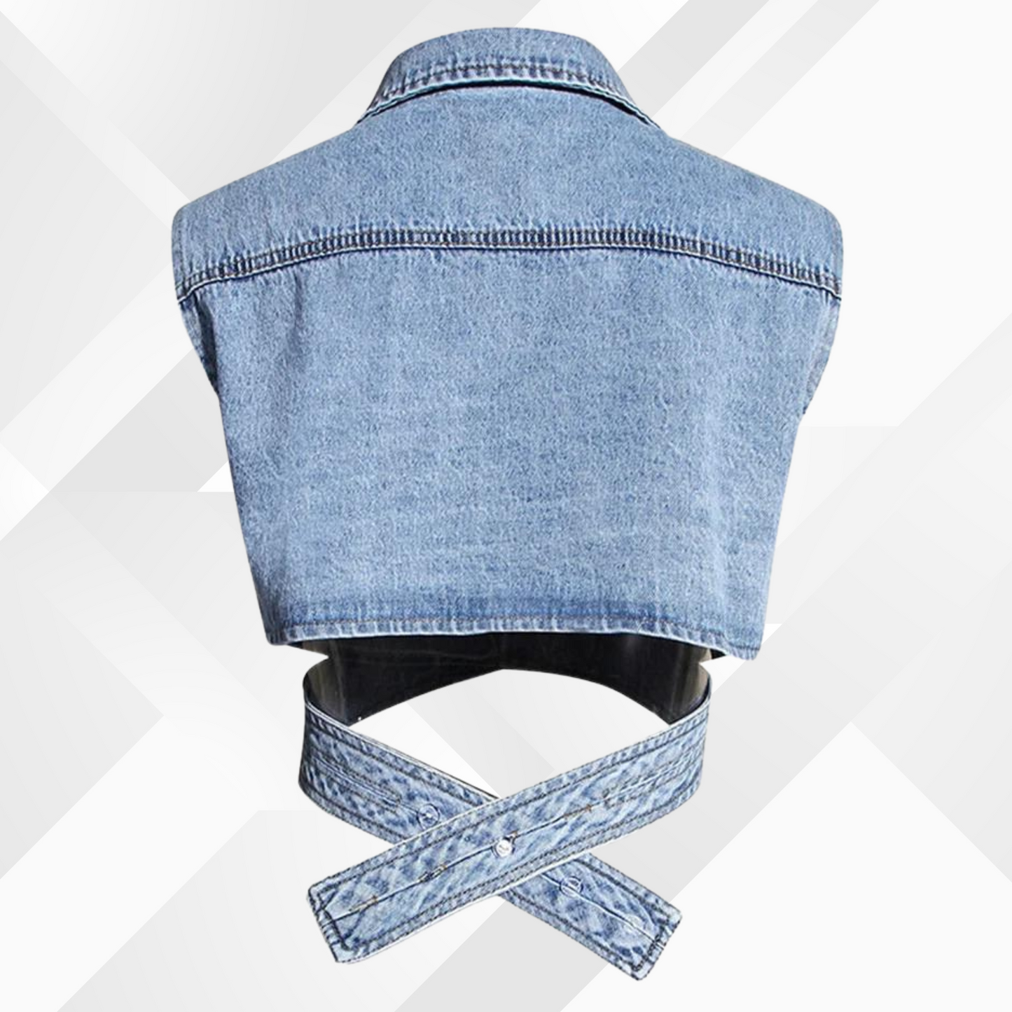 Rebecca | Women's denim vest - blouse with puff sleeves