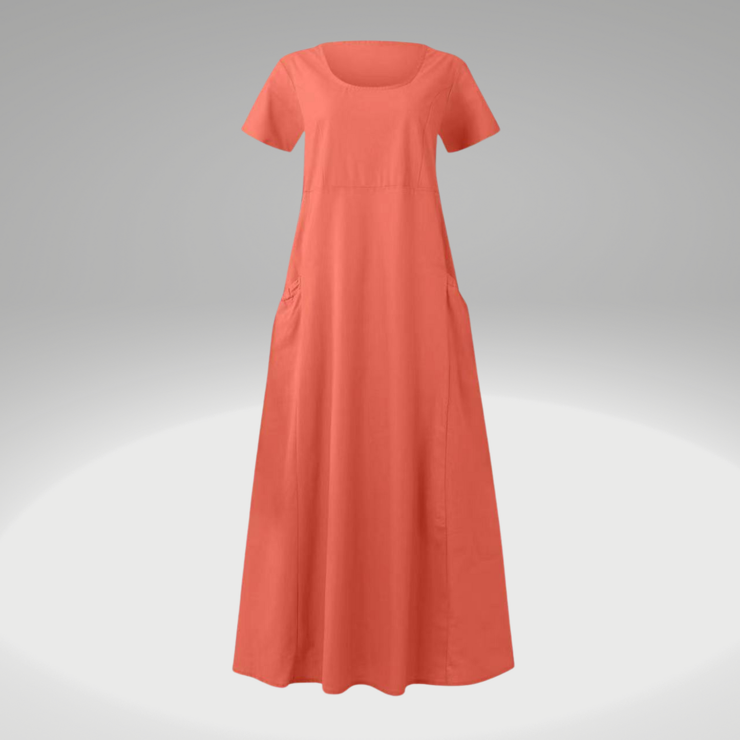 Levy - Plain dress with loose pockets, made of cotton and linen