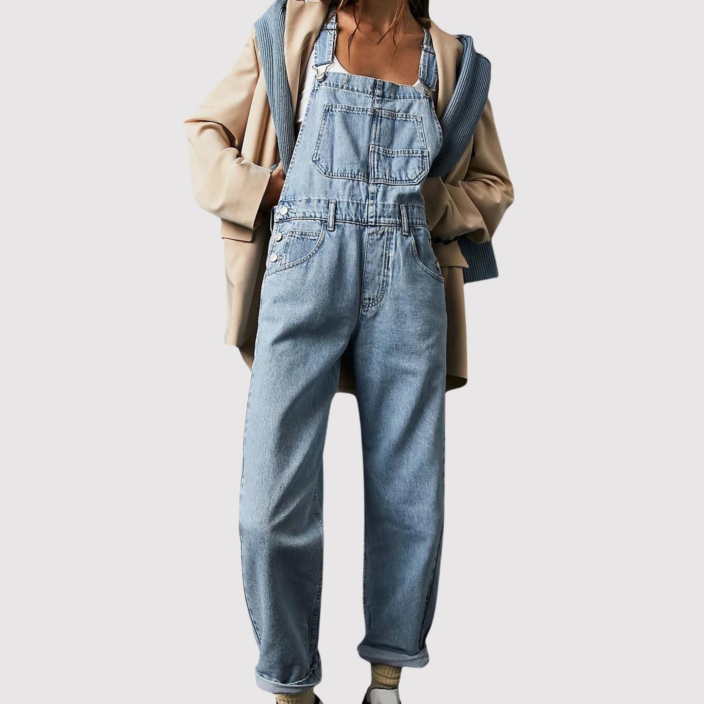 Constance - Wide Leg Pants, Denim Overalls