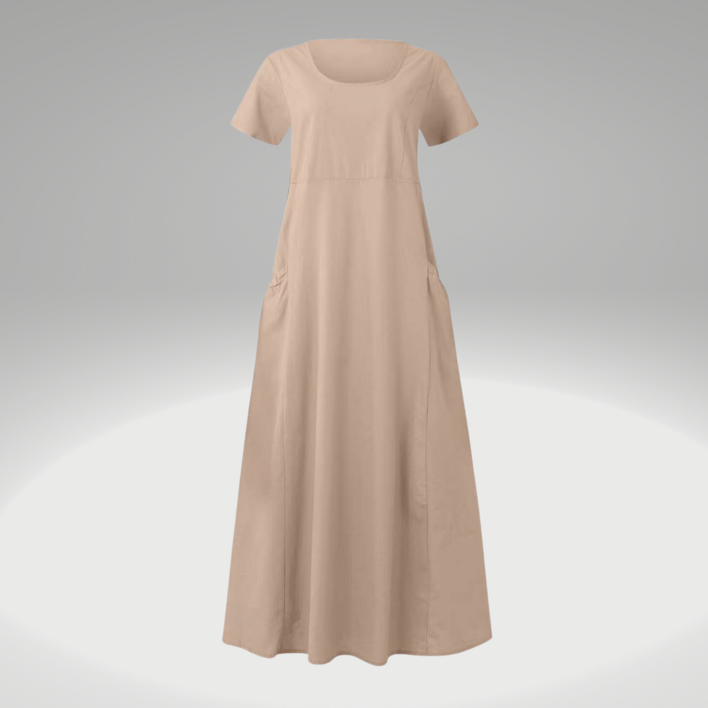 Levy - Plain dress with loose pockets, made of cotton and linen