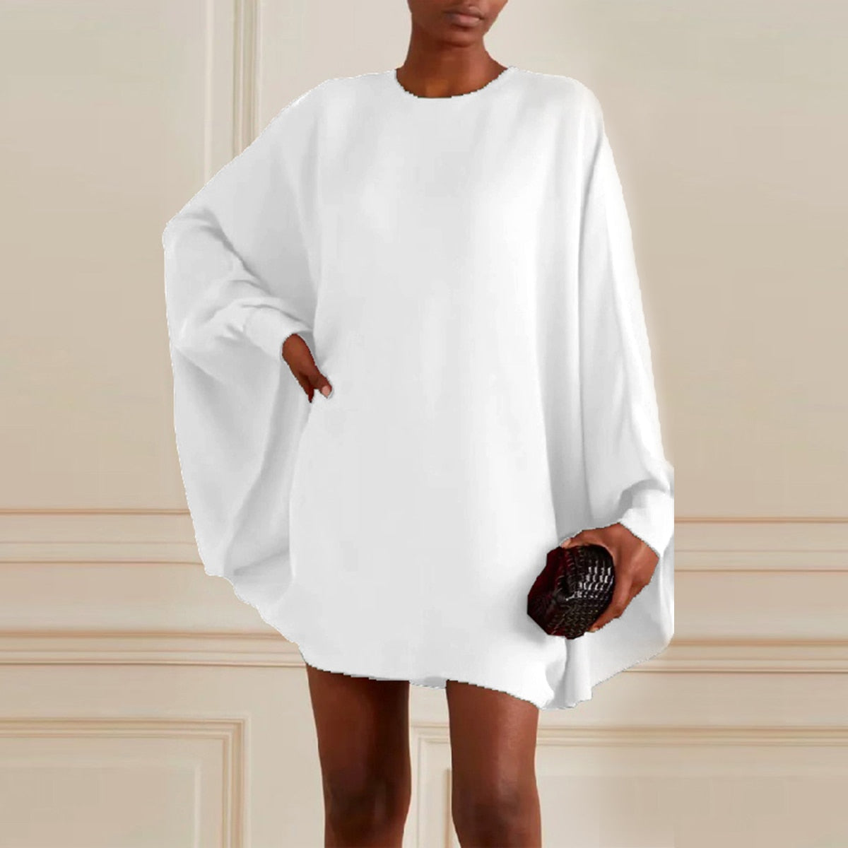 Oversized dress with batwing sleeves
