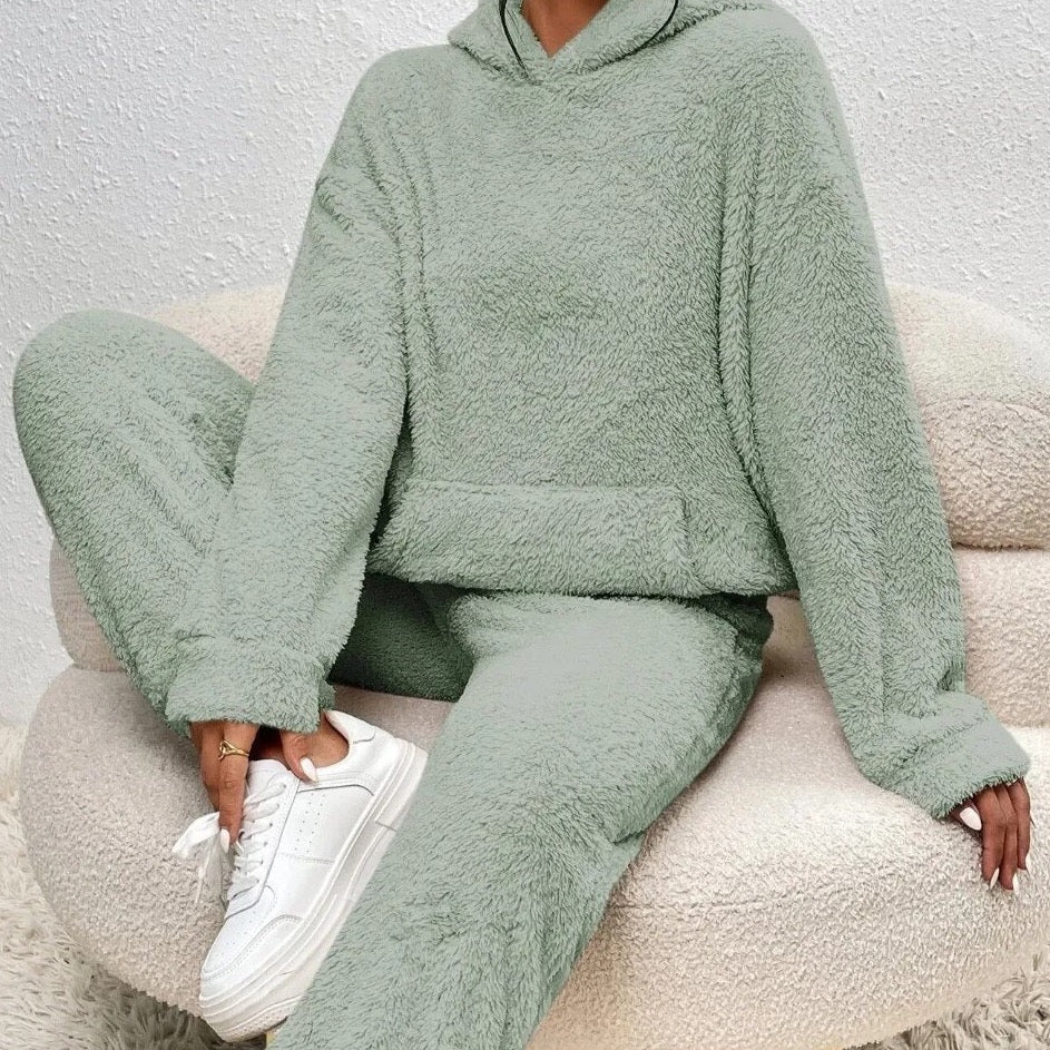Ultra-Comfortable Teddy House Suit with Hoodie - Lana