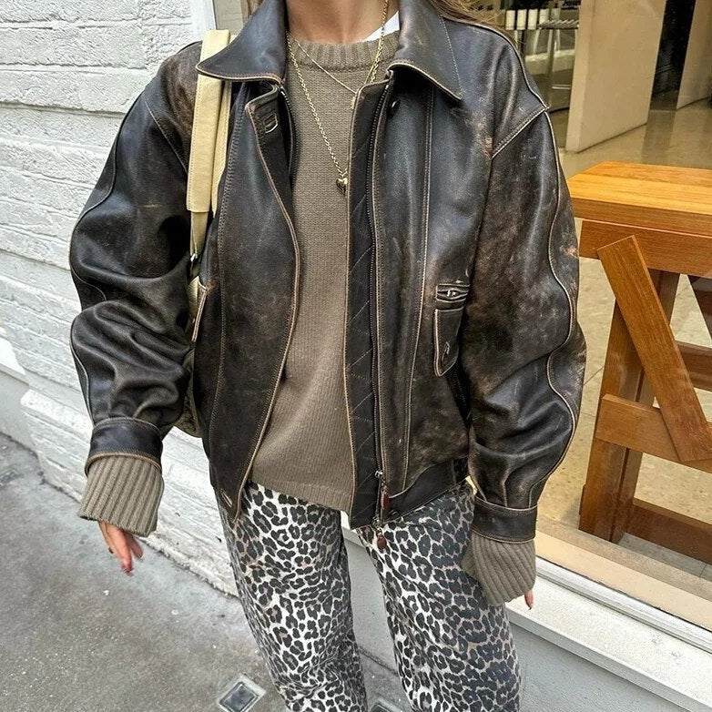 Chandra - Vintage jeans with leopard print