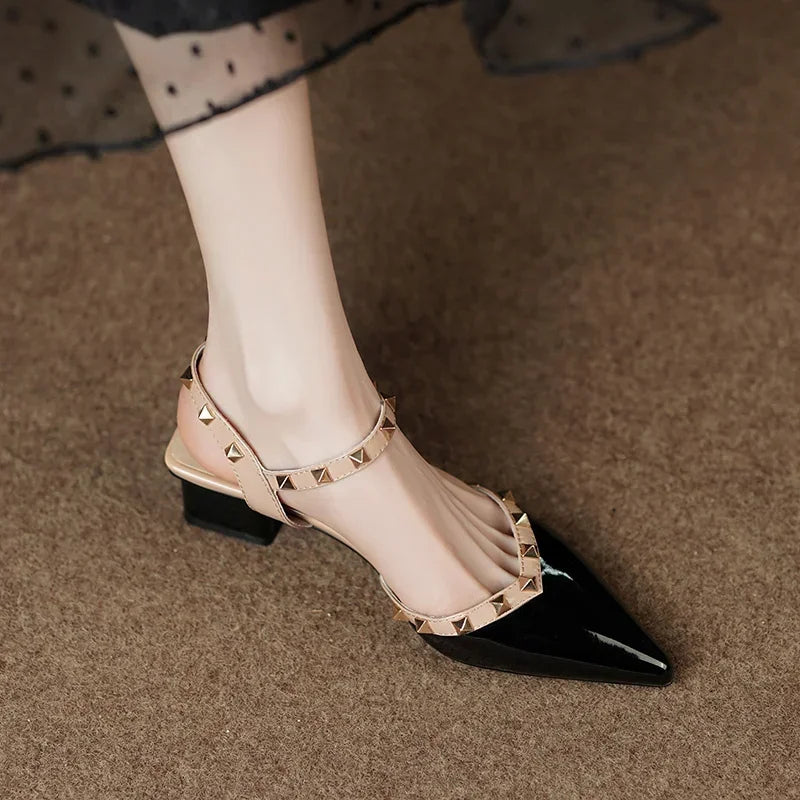 ALANI | STUDDED STRAP BLOCK HEELS