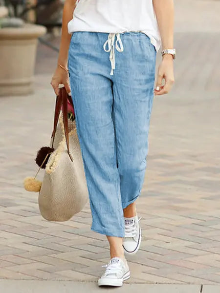 Ayleen - Cotton Drawstring Trousers