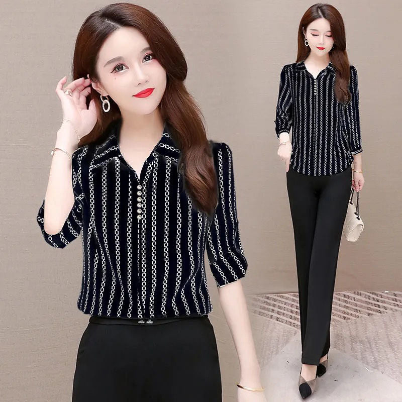 Stylish Women's Chiffon Blouse with Buttons & Turn-down Collar – Fenya