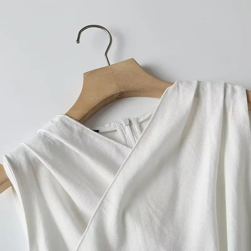 White airy and stylish sleeveless linen blouse for women – Amira