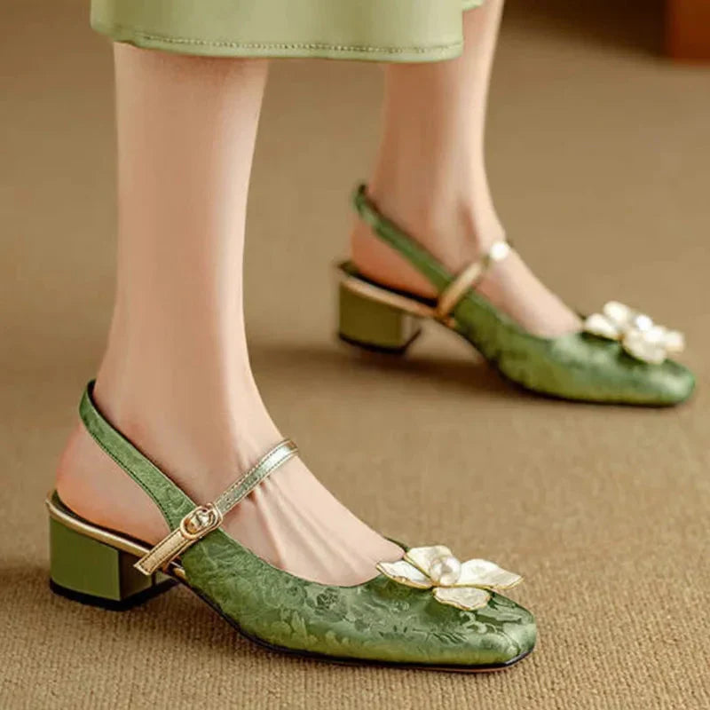 JAYLENE | FLORAL PEARL STRAP HEELS