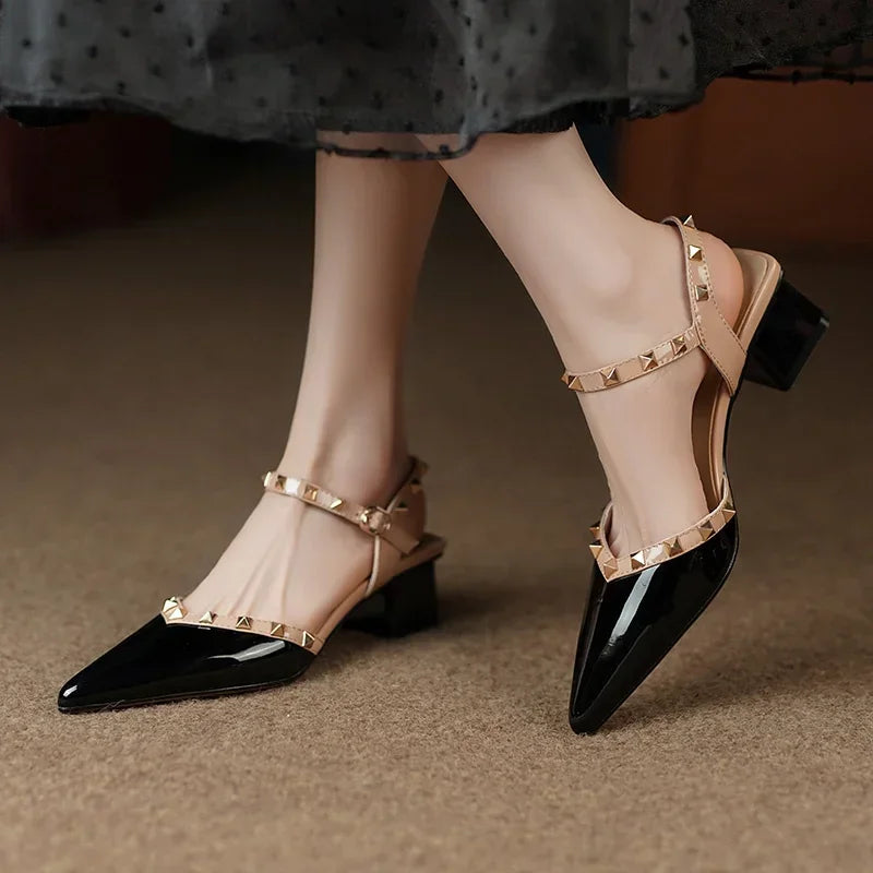 ALANI | STUDDED STRAP BLOCK HEELS