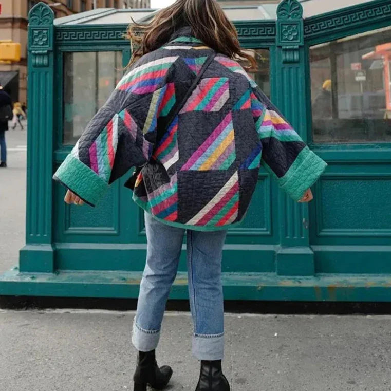 Serenity - Padded Kimono Vest with Rainbow Stripes