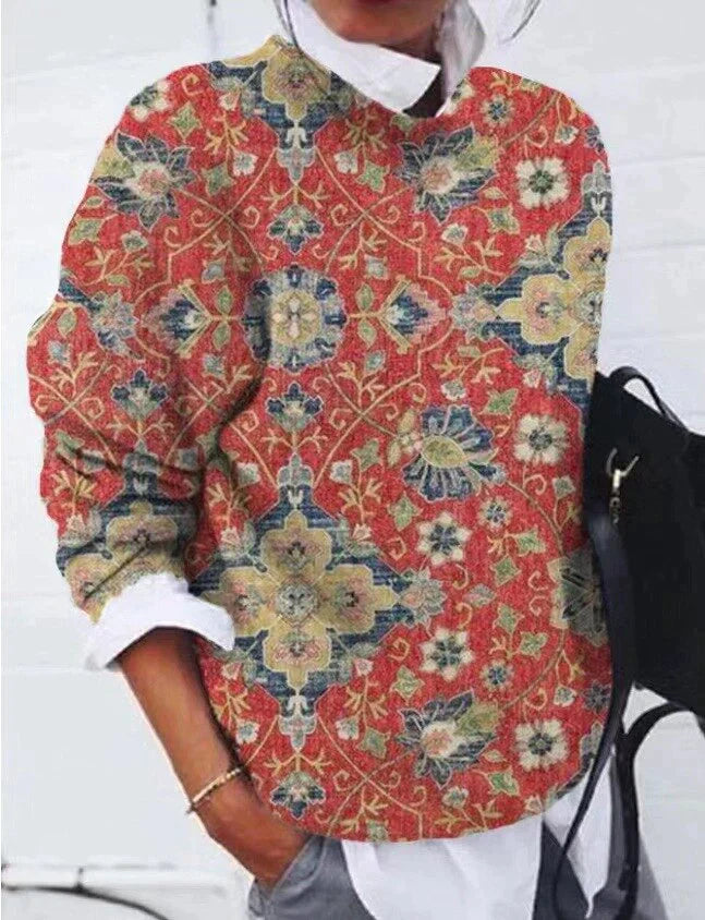 Olive - Elegant sweater with print