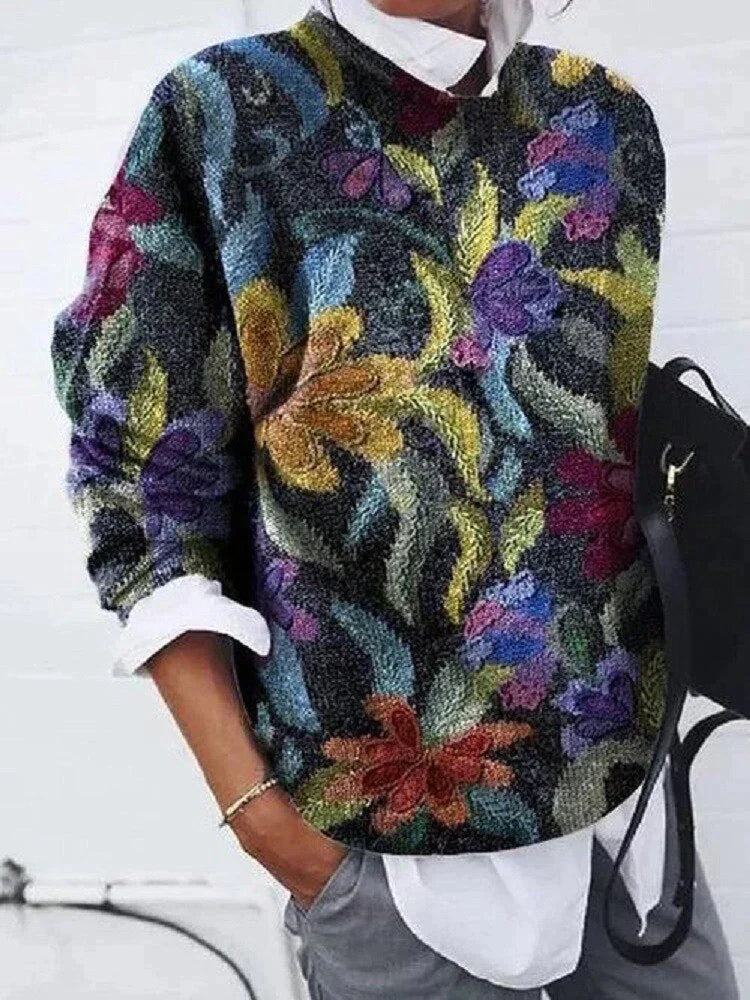 Olive - Elegant sweater with print