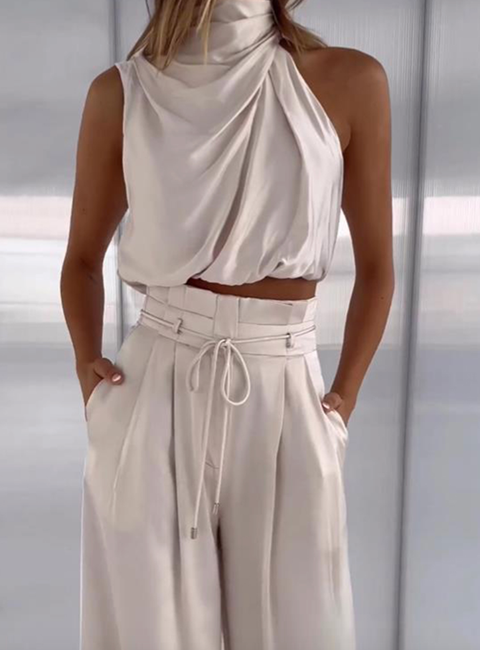 Glorivic - Sleeveless Silk Set