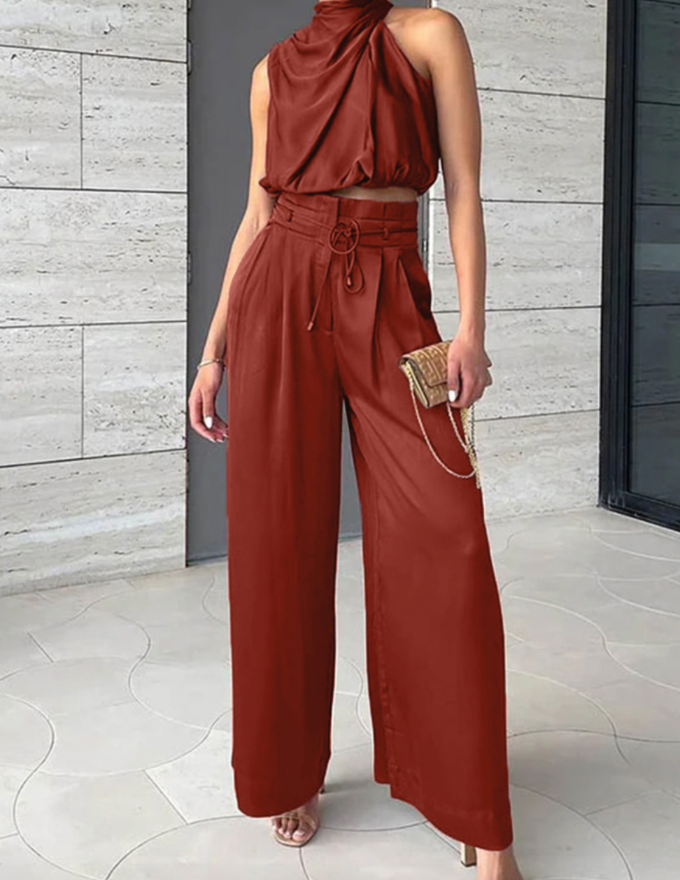 Glorivic - Sleeveless Silk Set