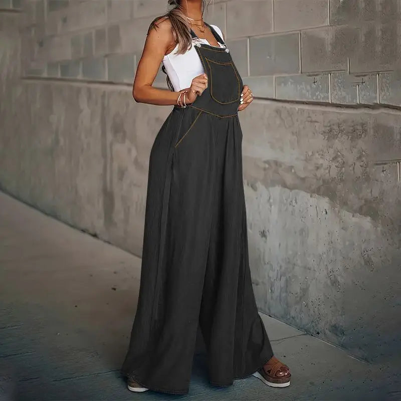 Mabel - Denim jumpsuit with wide legs