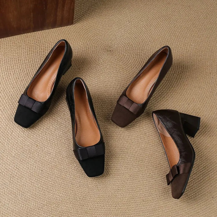 TATUM | BOW DETAIL BLOCK HEELS