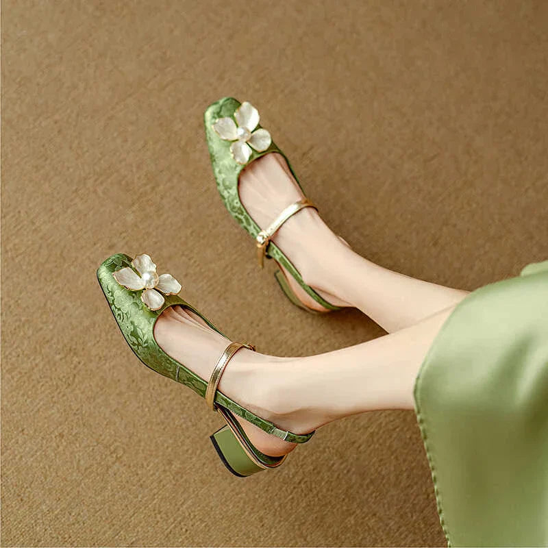 JAYLENE | FLORAL PEARL STRAP HEELS