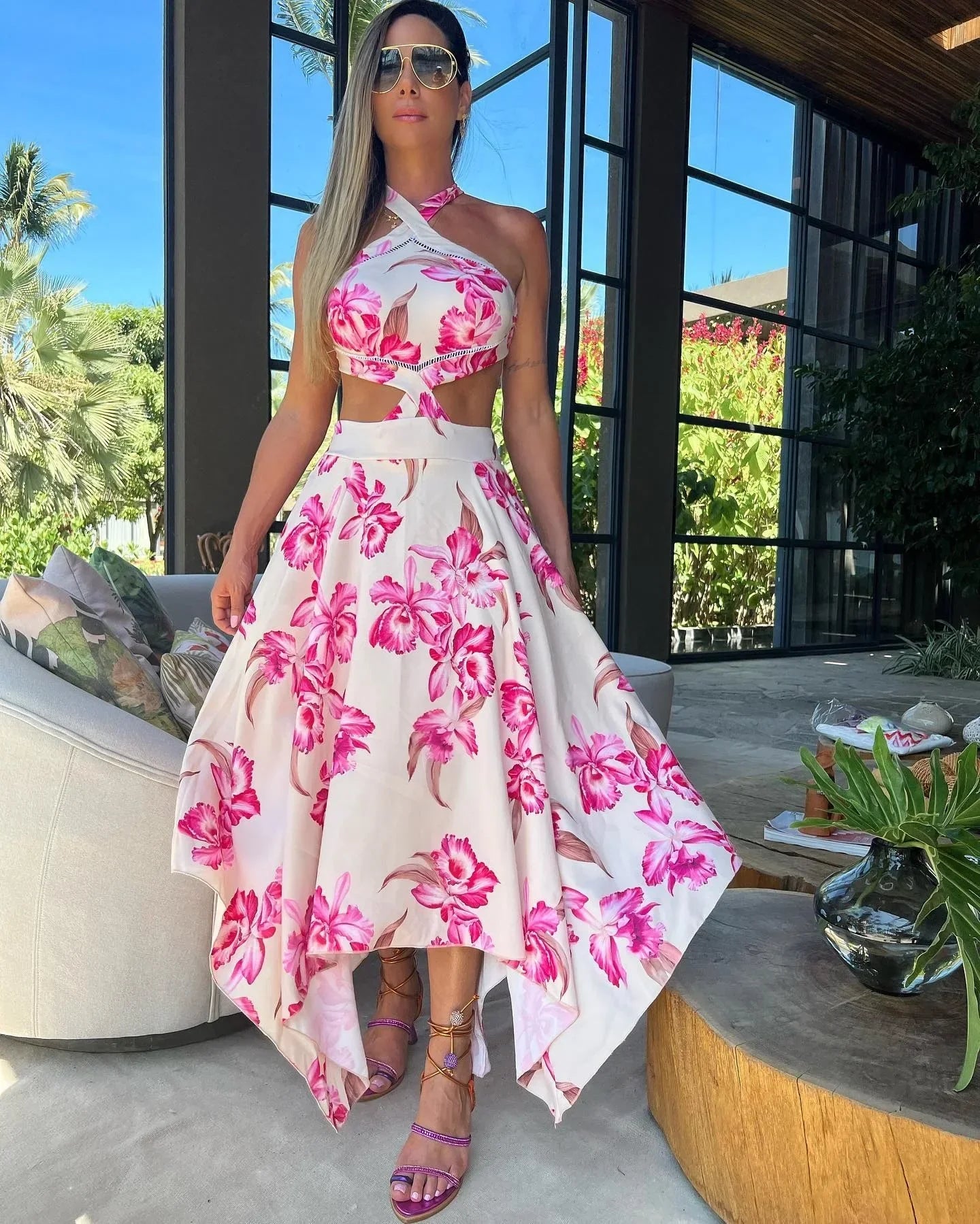 Minerva - Bohemian dress with print