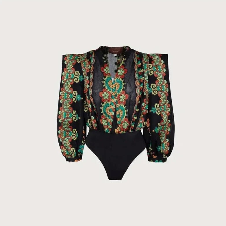 Apricity - Vintage A-line skirt set with floral pattern