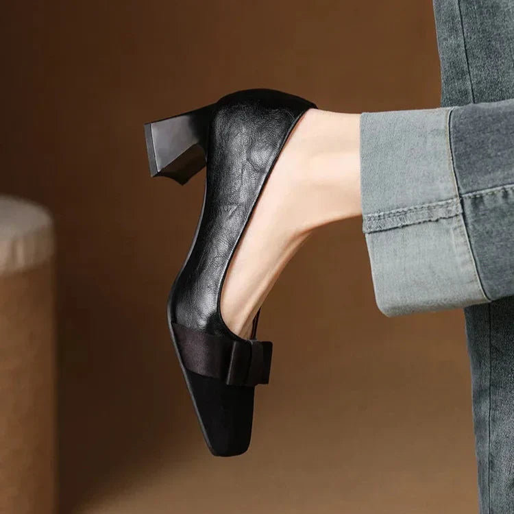 TATUM | BOW DETAIL BLOCK HEELS