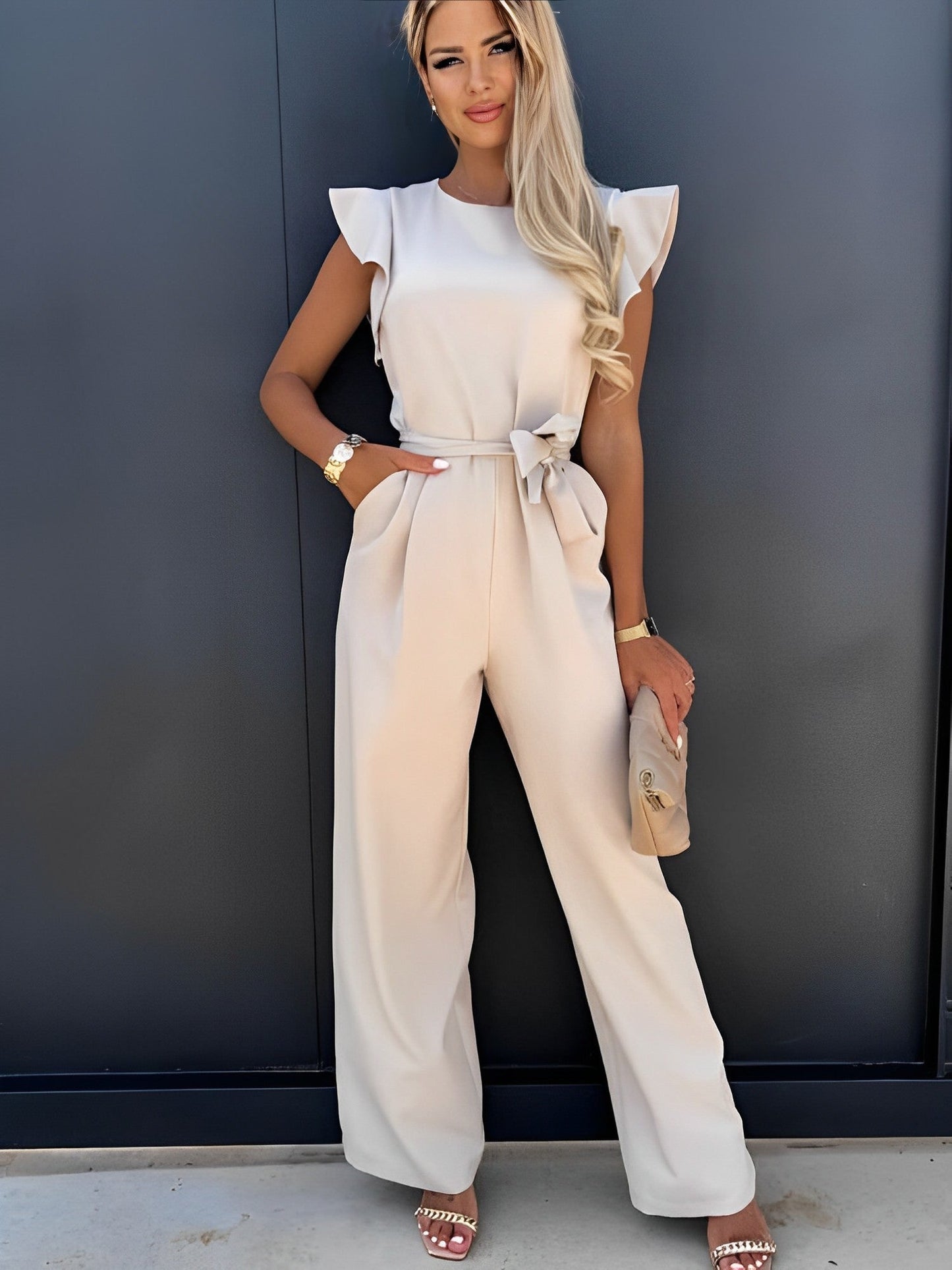 Veronica - Jumpsuit with Ruffle Belt