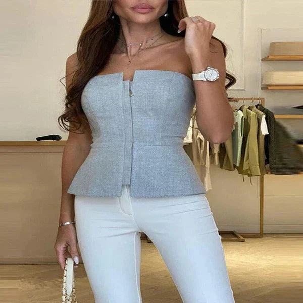 Women's Tank Top with Round Neck in Breathable Material – Malia