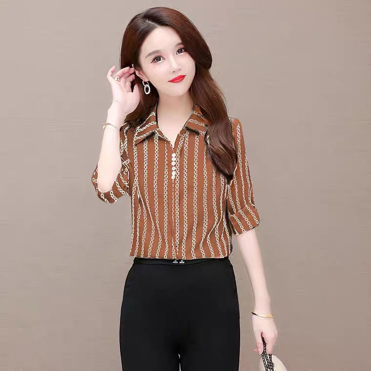Stylish Women's Chiffon Blouse with Buttons & Turn-down Collar – Fenya