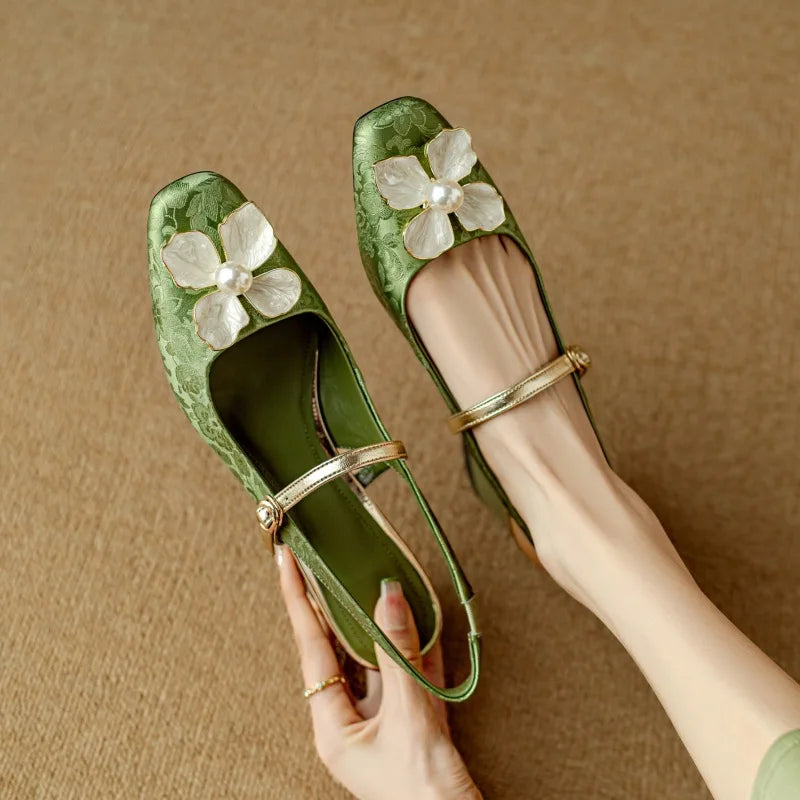 JAYLENE | FLORAL PEARL STRAP HEELS