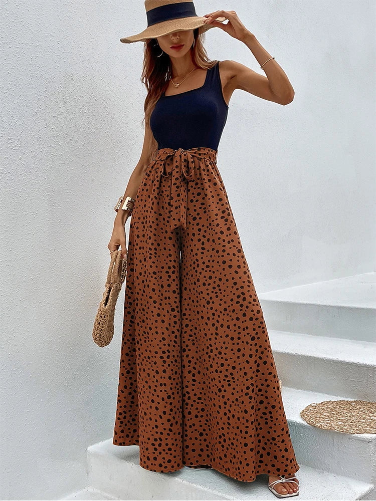 Kelly - Wide Leg Jumpsuit with Polka Dot Print