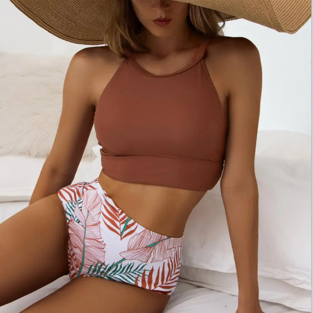 Edith - Floral Pattern High Waist Bikini Sets