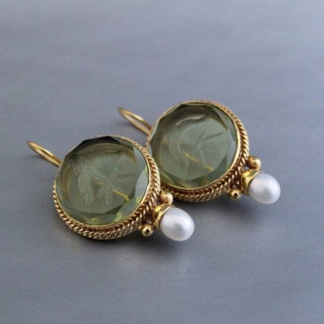 YAVISHA | ENGRAVED GEM DROP EARRINGS