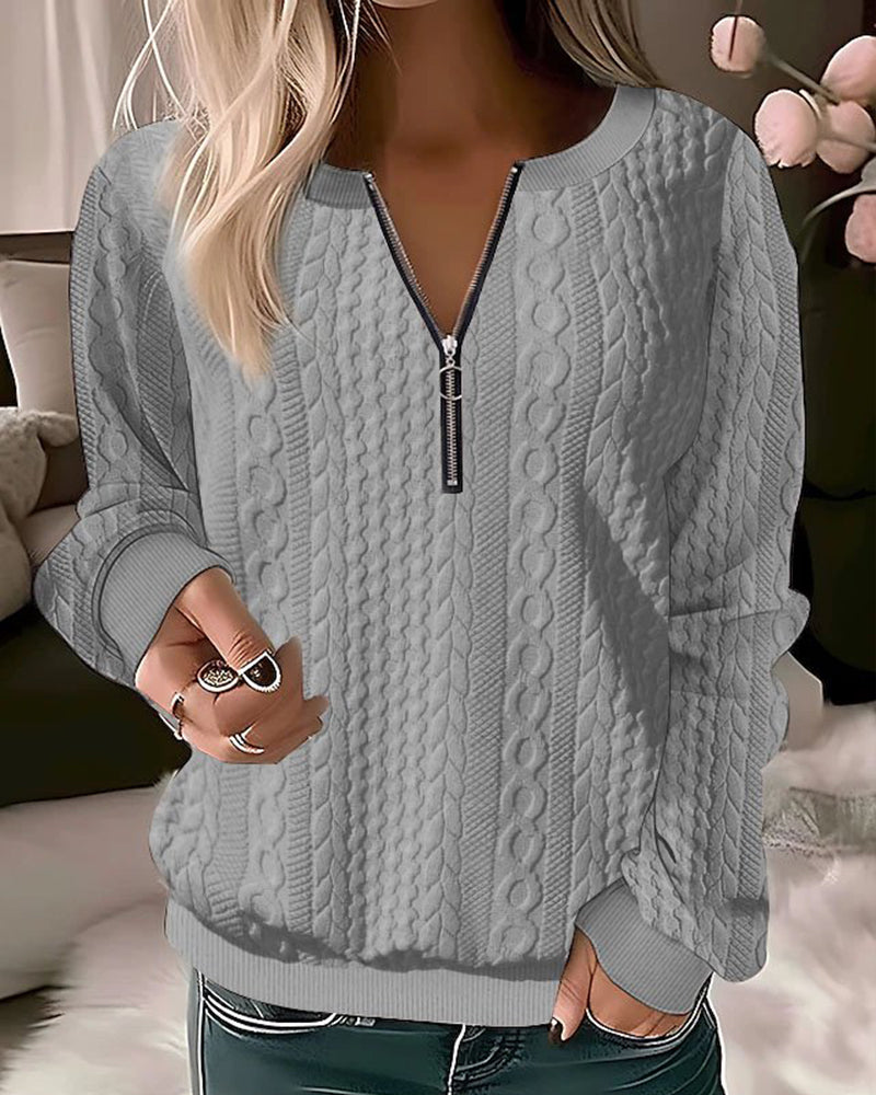 Annette - Plain sweater with zipper