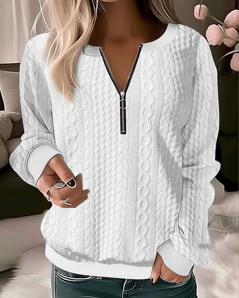 Annette - Plain sweater with zipper