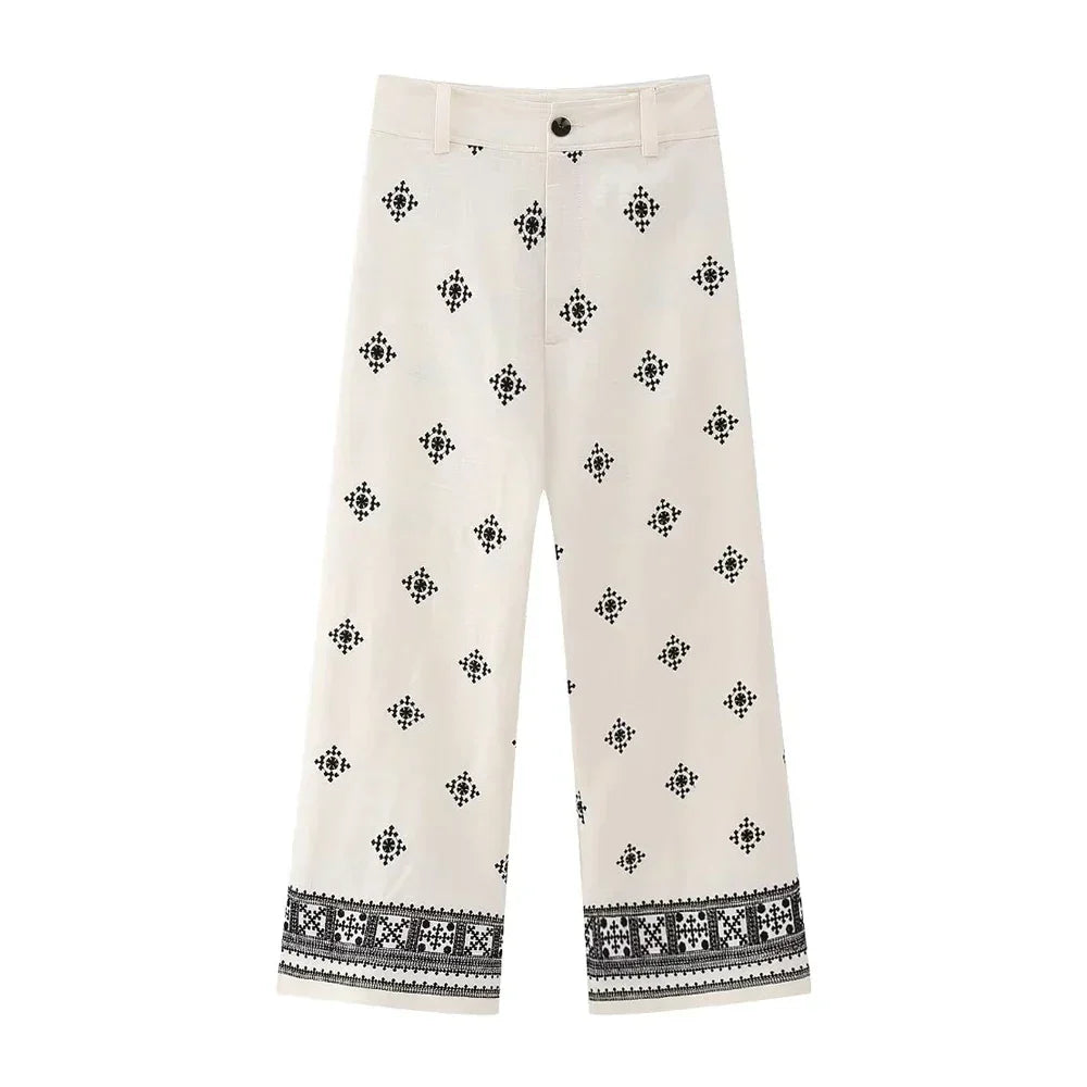 Brea - Vintage Embroidered Ankle Pants