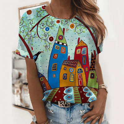 Lightweight women's T-shirt with print for everyday wear and vacation - SummerFun