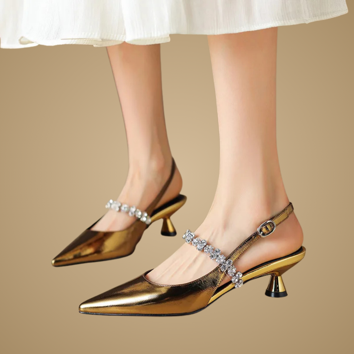 ZAHRA | RHINESTONE SLINGBACK HEELS