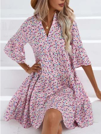 Susanna - Printed midi dress with flared sleeves