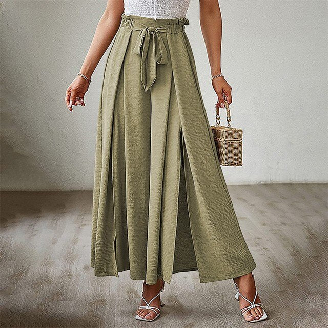 Aisha - High Waisted Pleated Trousers