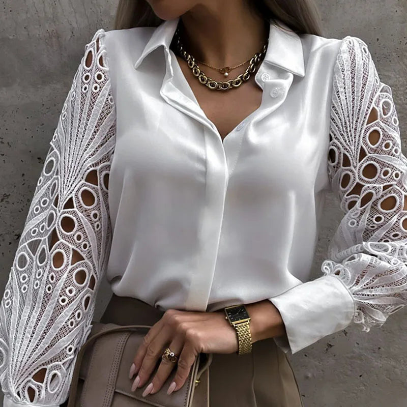 Luis - Blouse With Lace And Mesh Design
