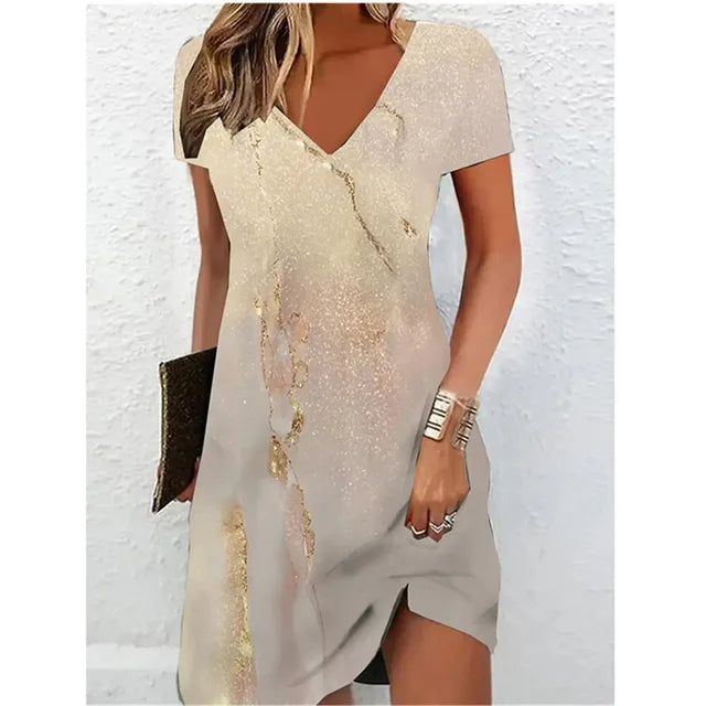 Bianca - Beige Glitter Cocktail Dress