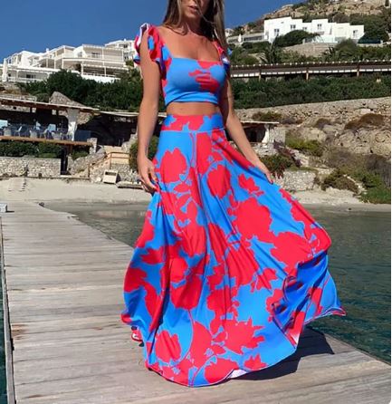 Pearl - Elegant two-piece summer set with boho print