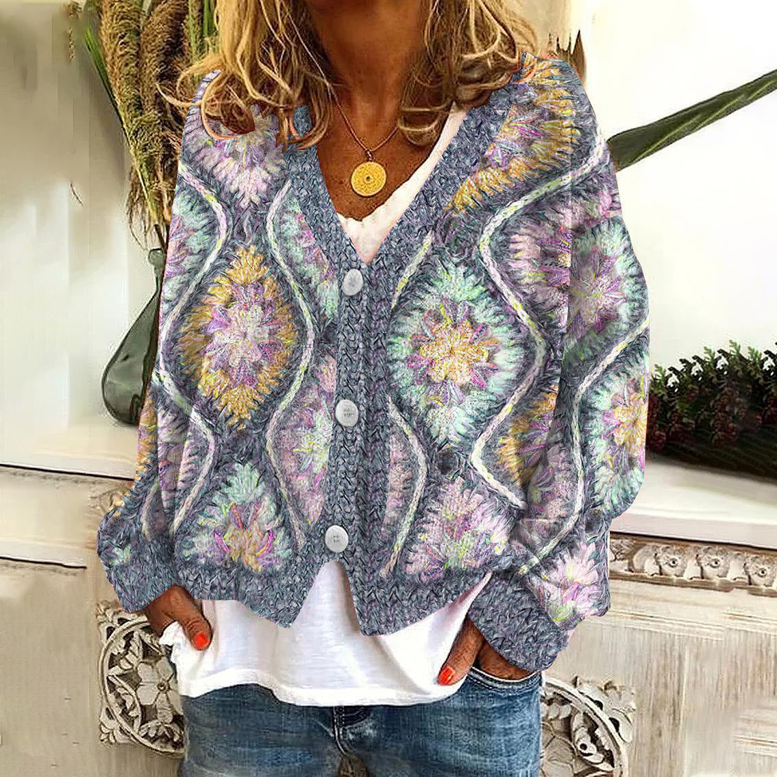 Zoey - Elegant women's cardigan with a unique print