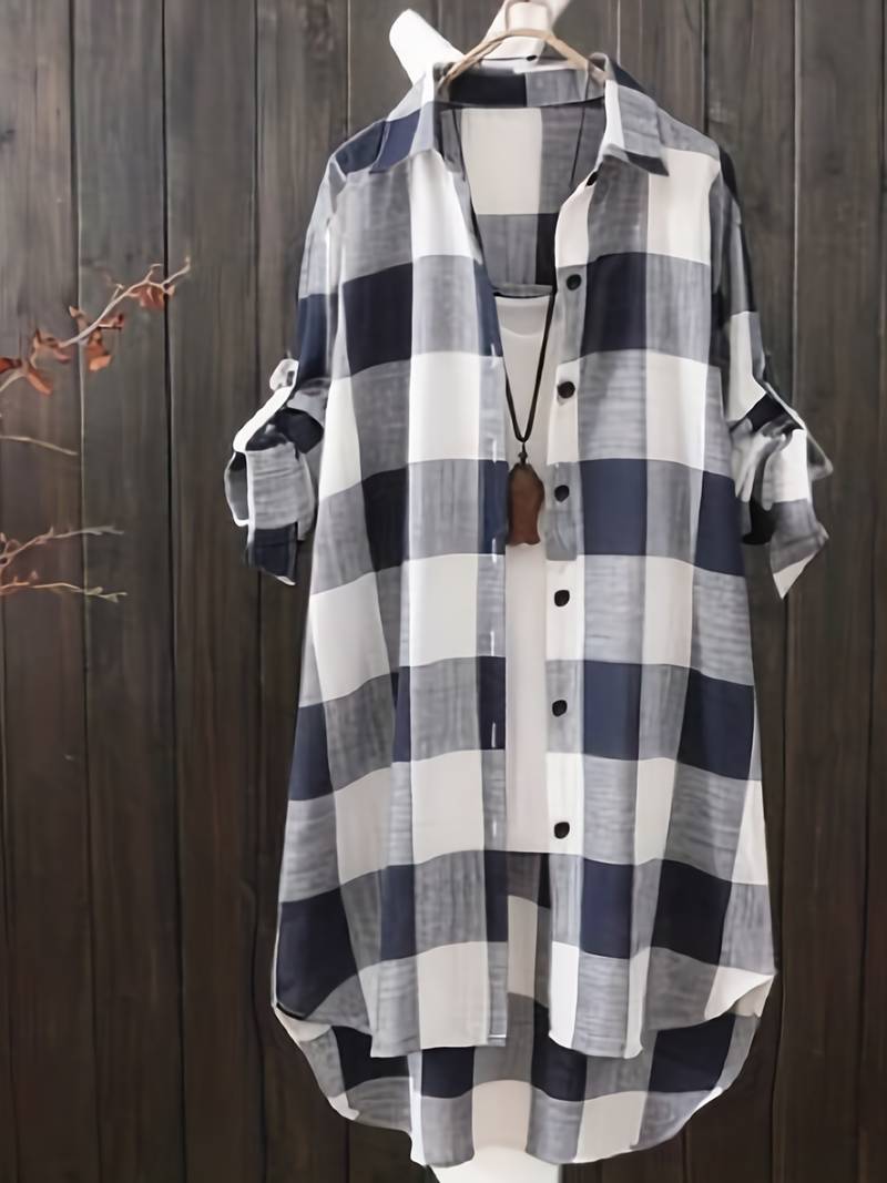 Emma – casual shirt with plaid pattern
