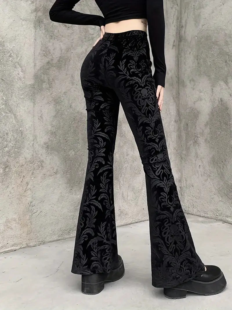 Elspeth - Gothic style floral high waisted trousers